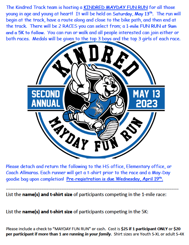 MAY DAY FUN RUN 2023 Kindred Public School District 2